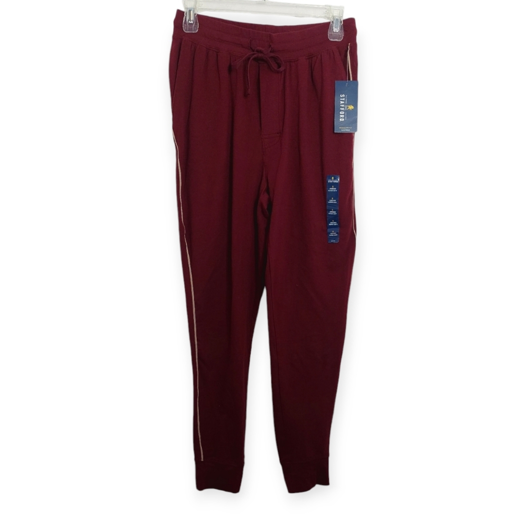 Stafford Men's Size Small Sleep Pant Regular Fit Burgundy Sleepwear Loungewear
